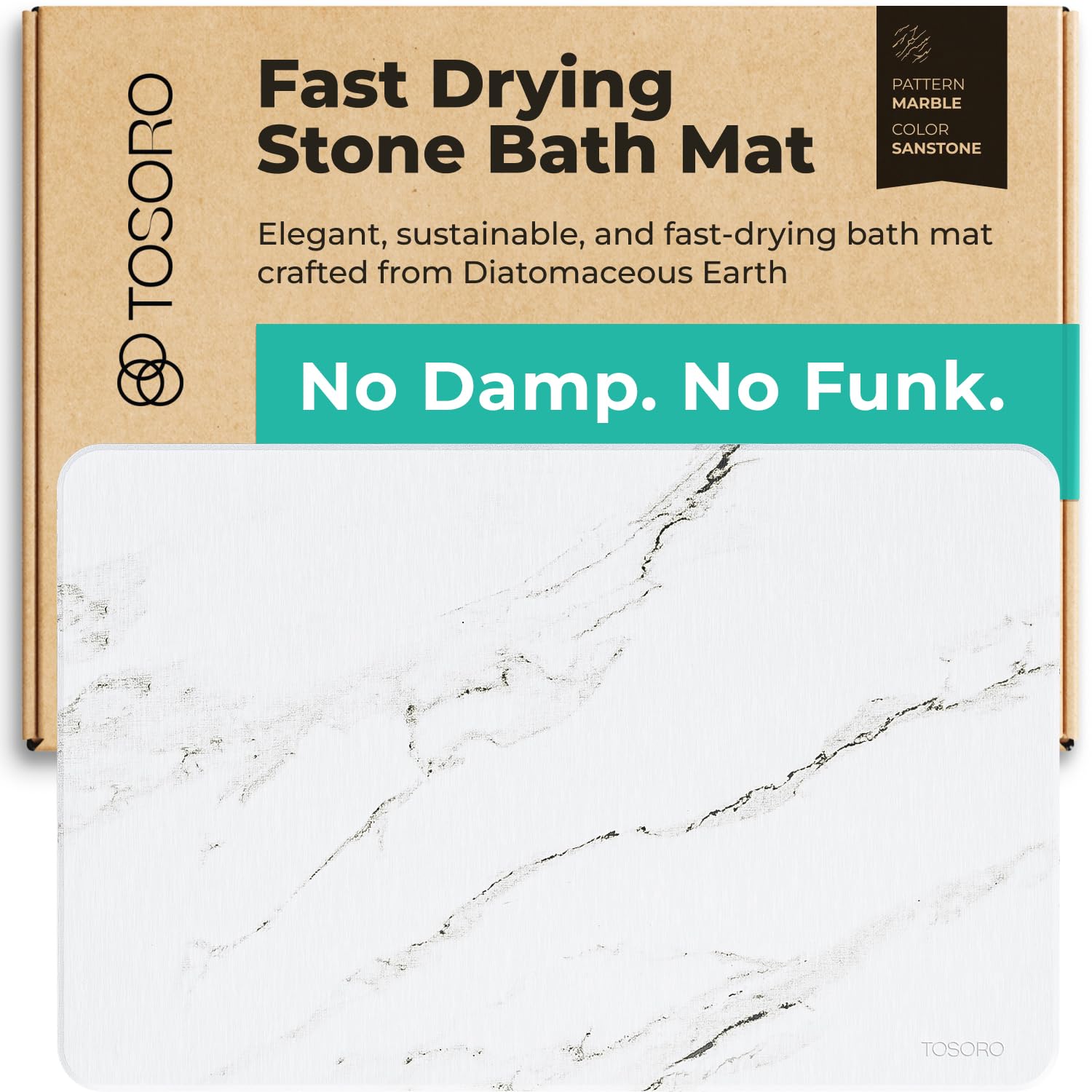 TOSORO stone bath mat quick-dry surface for a cleaner bathroom floor.