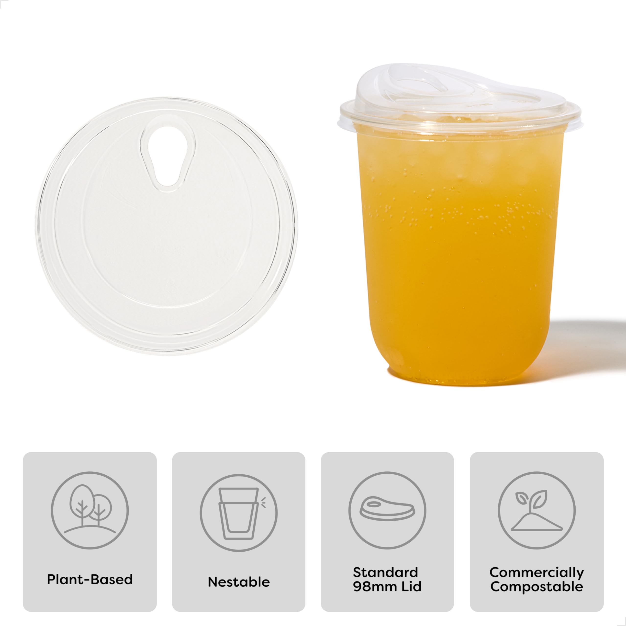 TOSSWARE Natural Arc sip lid demonstrating spill-safe design for gatherings