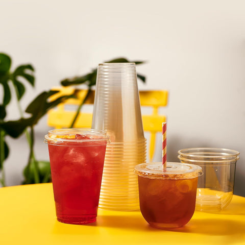 TOSSWARE Natural packaging and cups arranged for ready-to-ship bundle of 500.