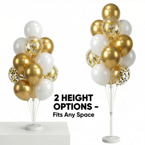 Tosuced gold balloons add festive metallic sparkle to the display.
