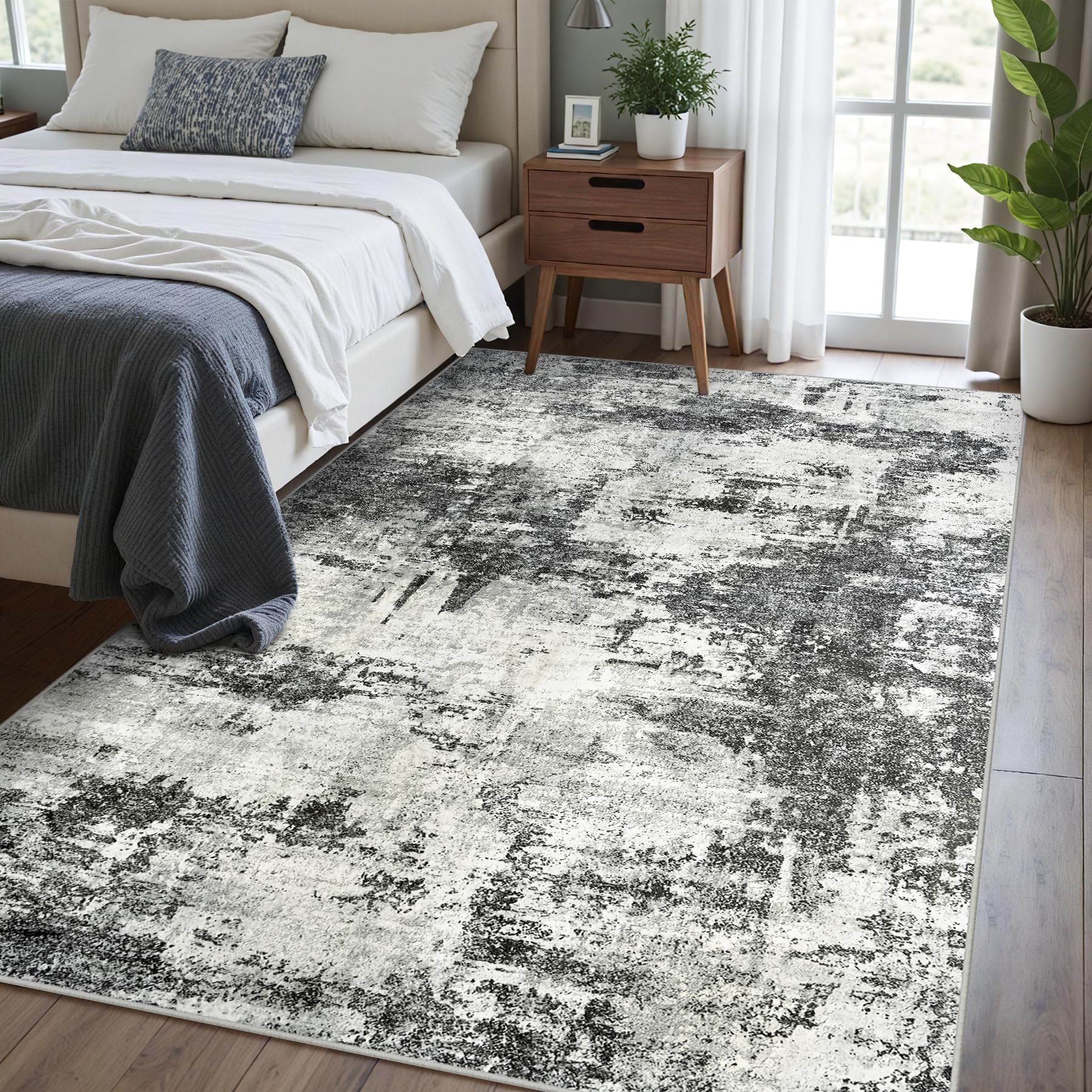 Tosuoka area rug 5x7 anti-slip back demonstrates stable placement