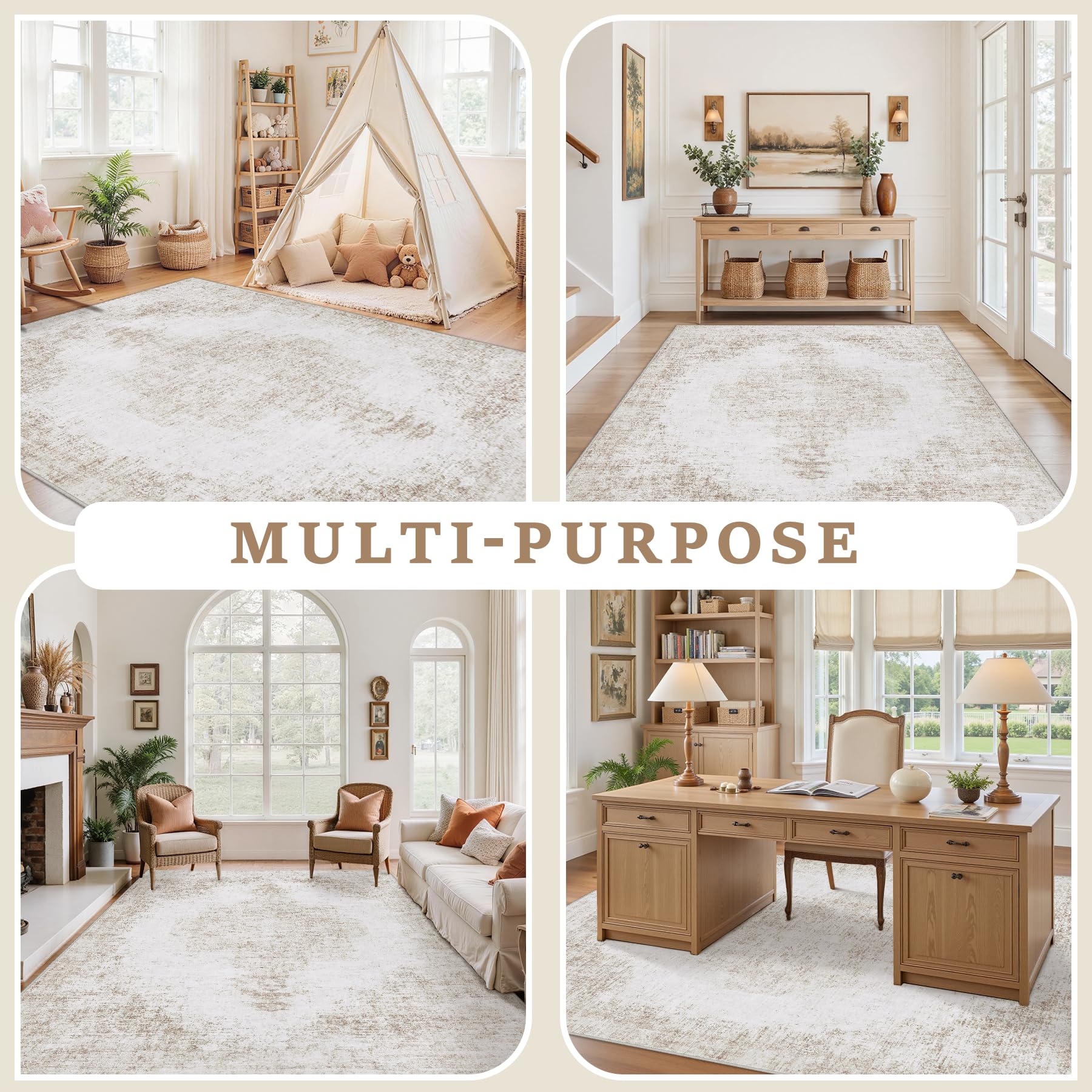 Tosuoka kid- and pet-friendly rug supports safe family play.
