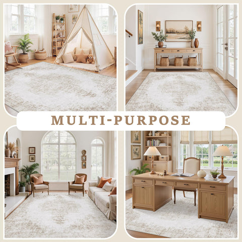 Tosuoka kid- and pet-friendly rug supports safe family play.