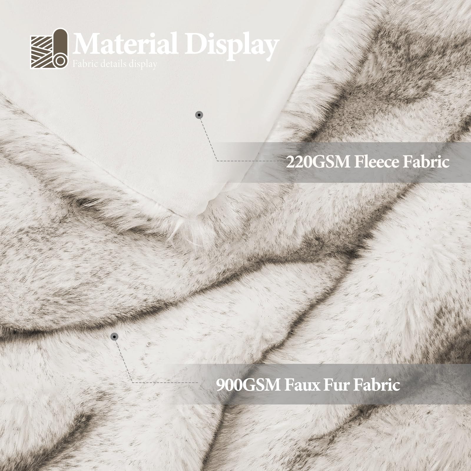 Touchat 1000GSM faux fur throw back velvet side shows skin-friendly comfort.
