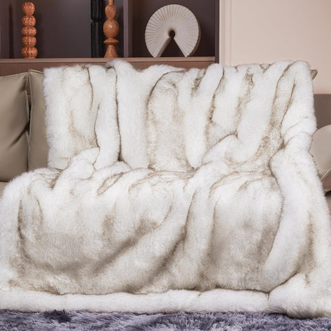Touchat 1000GSM faux fur throw as winter decor accent.