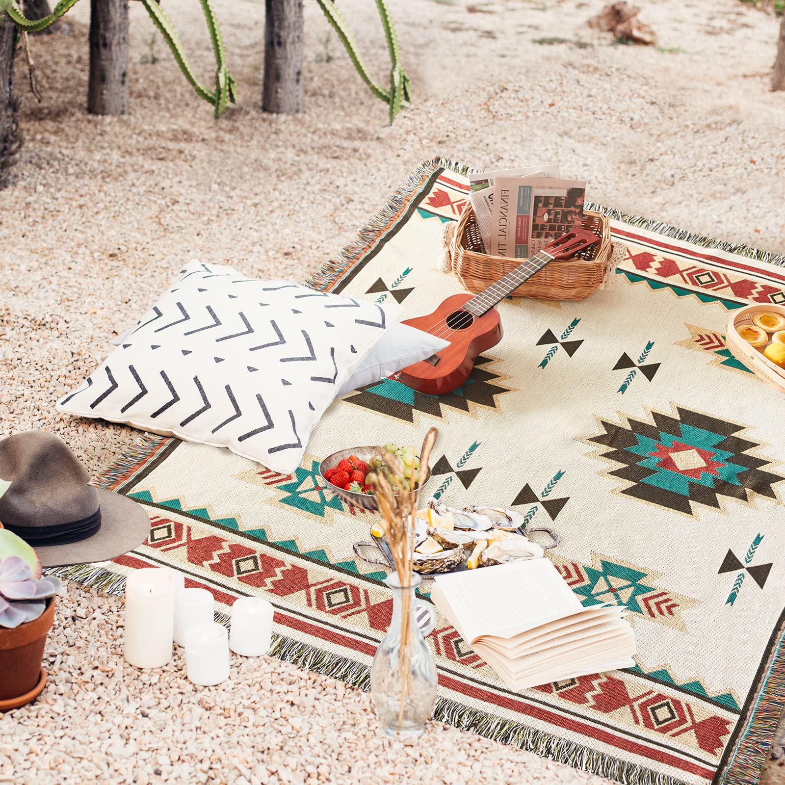 Touchat southwestern decor blanket elevates carpet or tapestry depth