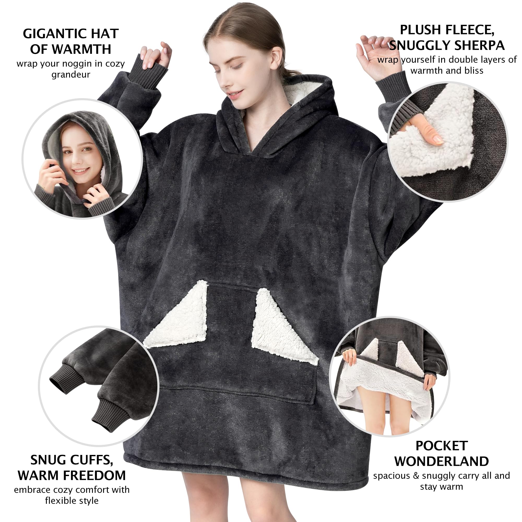 Touchat wearable blanket hoodie with built-in sleeves for comfortable lounging.