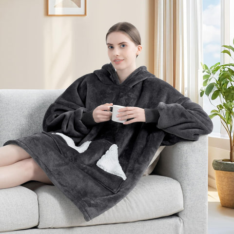 Touchat wearable blanket hoodie creates cozy movie nights and relaxed lounging at home.