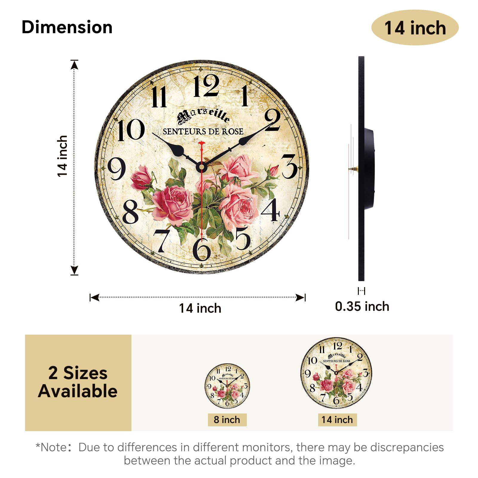 Toudorp Home Clock dial with large numerals improves visibility from a distance