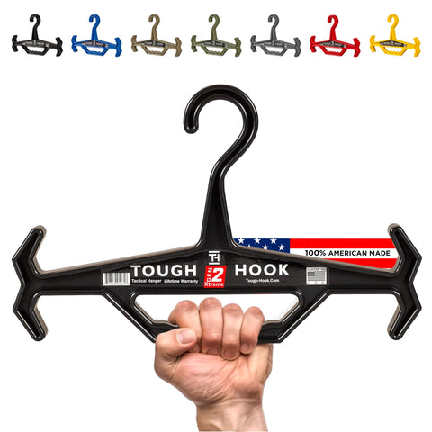 Tough Hook Original USA-made hanger shown with reliable construction for heavy gear.