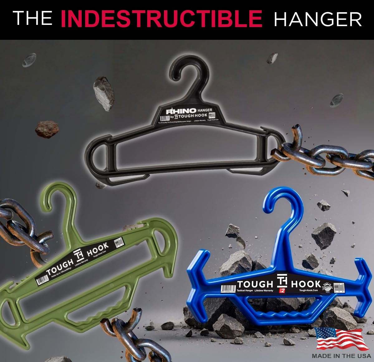 Tough Hook reversible gripper handle enabling easy transport of bulky gear