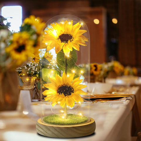 Touloube Sunflower Lamp with Wood Base offers elegant, durable support