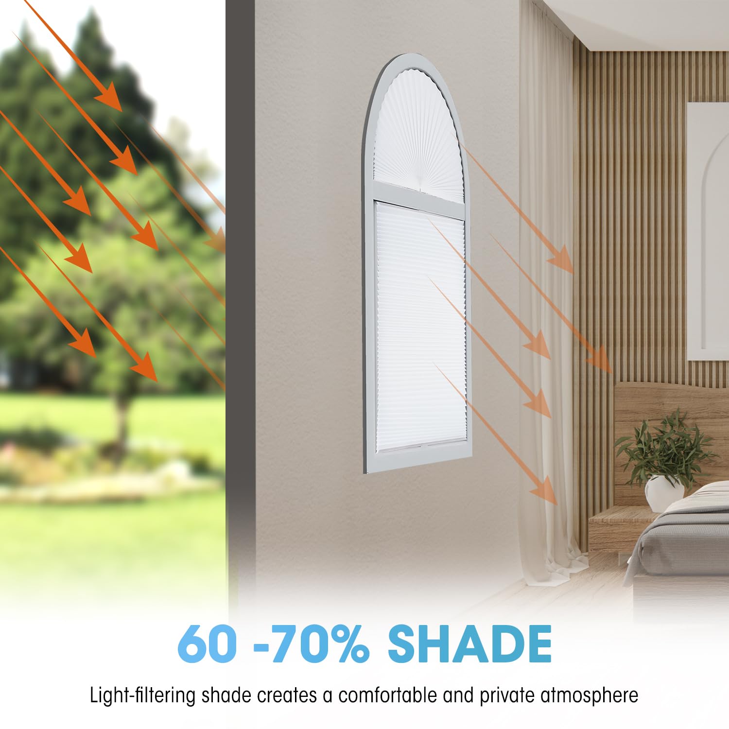 Touri 72x36 white shade blends with decor and blocks excess sun.