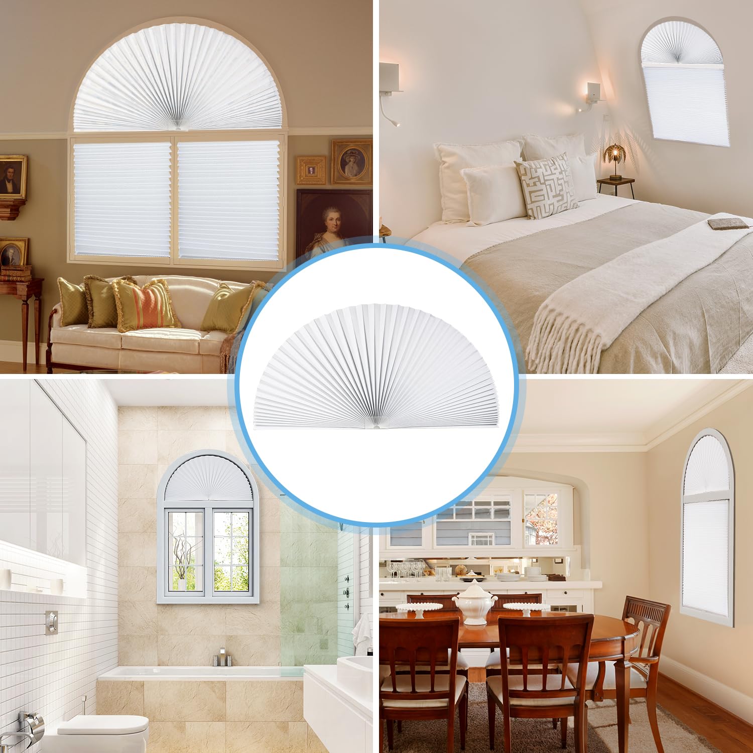 Touri two-pack arch window shades deliver a cohesive look across spaces.