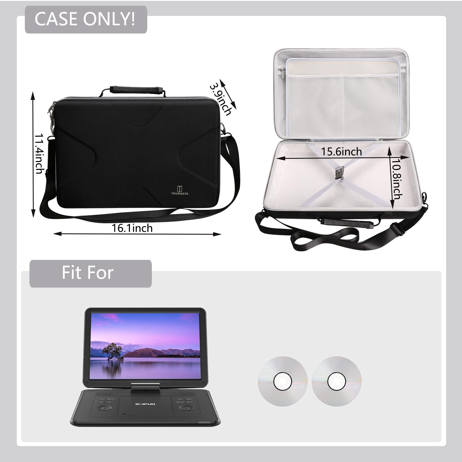 Tourmate EVA material offers shockproof, waterproof, tear-resistant protection.