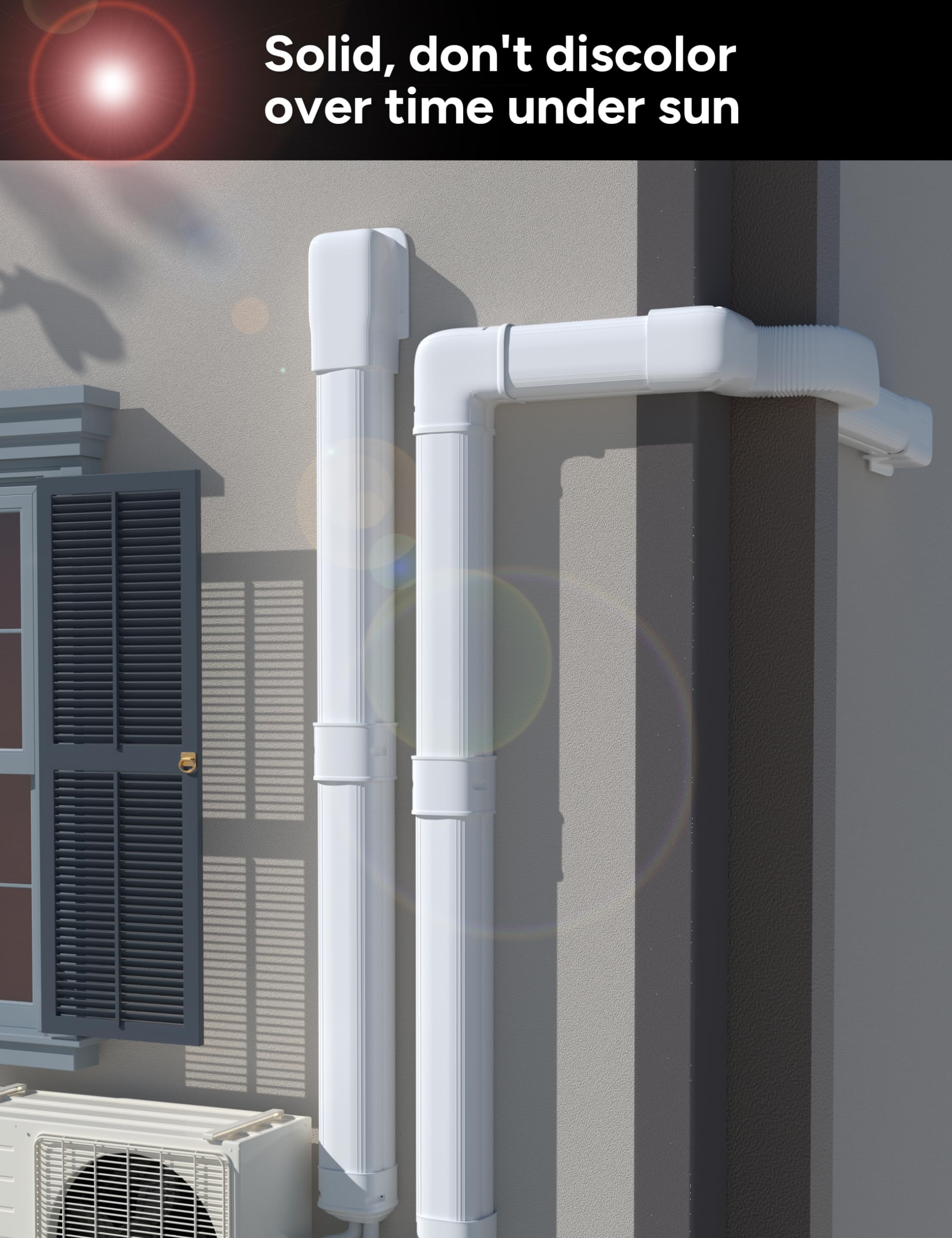 Toutgood PVC line-set cover improves curb appeal by hiding cables.