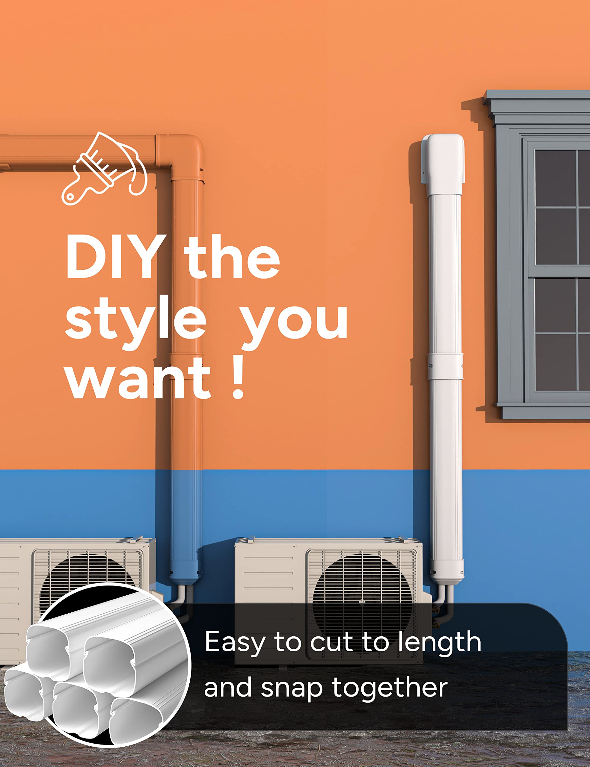 Toutgood line-set cover supports 7000-36000 BTU minisplit systems with versatile compatibility.