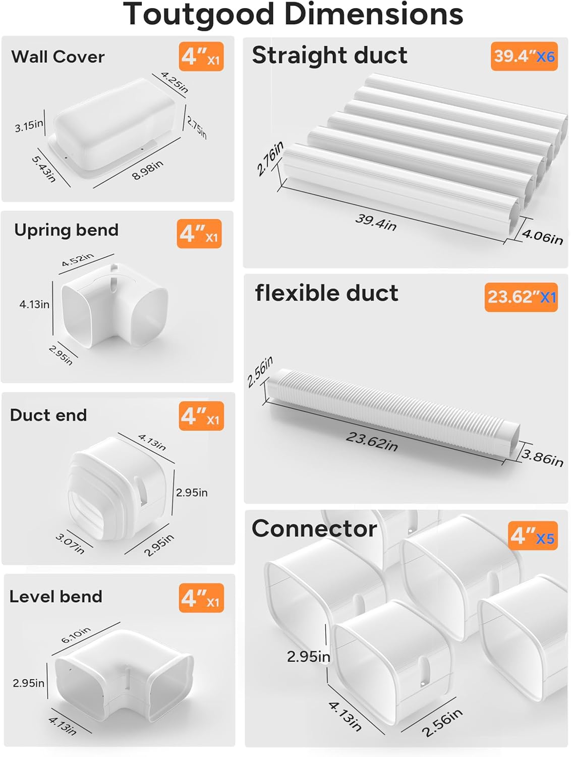 Toutgood mini-split line-set cover wall mount shows a neat exterior and protects cables.