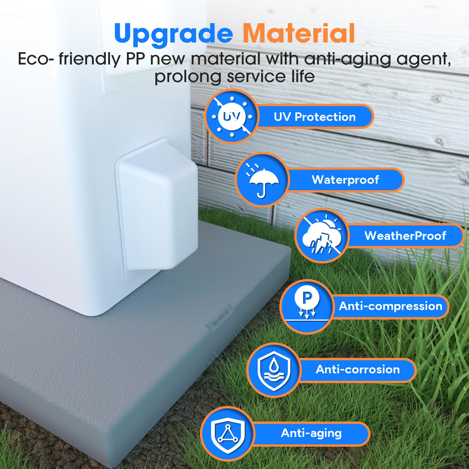 Toutgood mini split pad anti-slip surface enhances stability on soil, grass, or gravel.