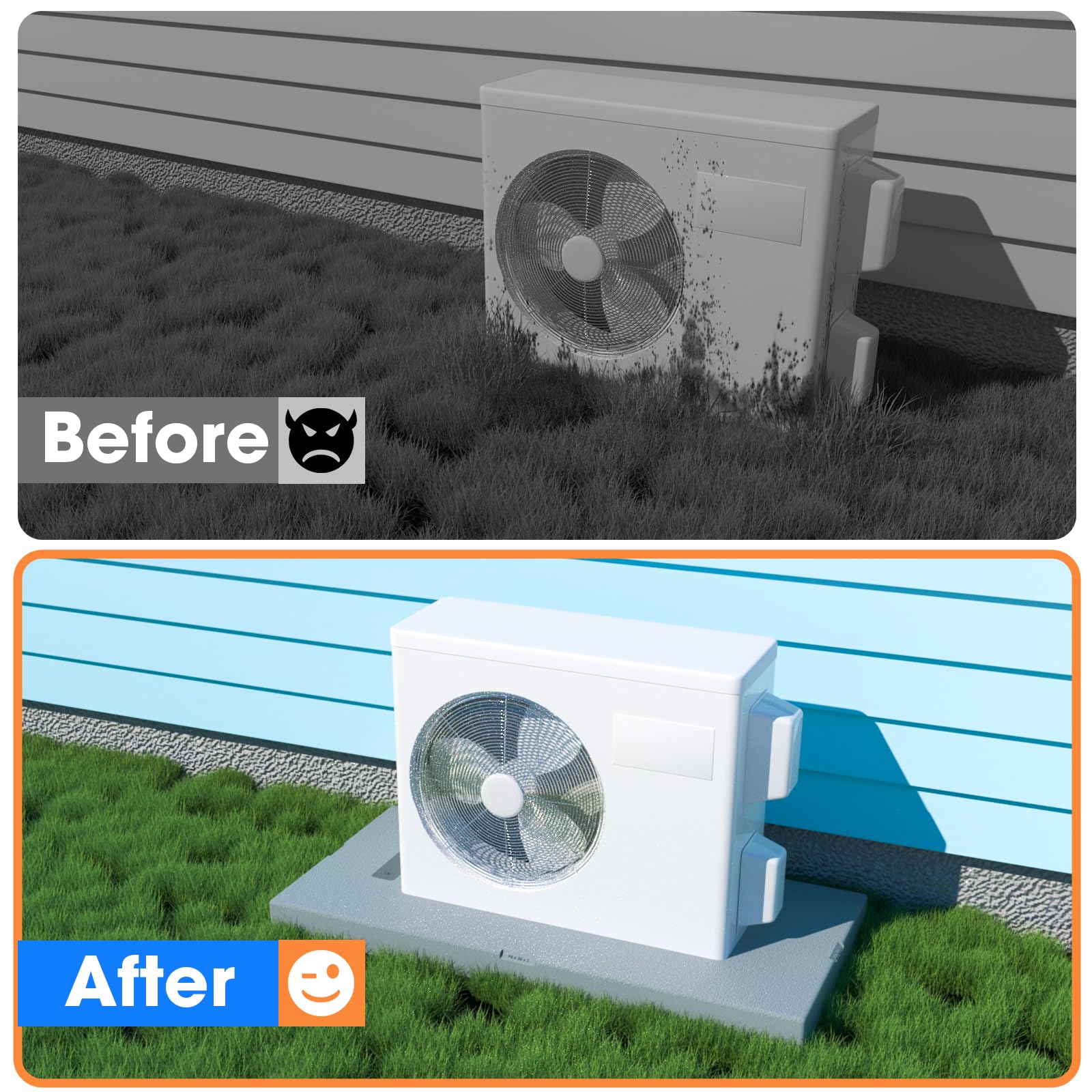 Toutgood mini split pad reduces vibration and noise for a quieter outdoor unit.