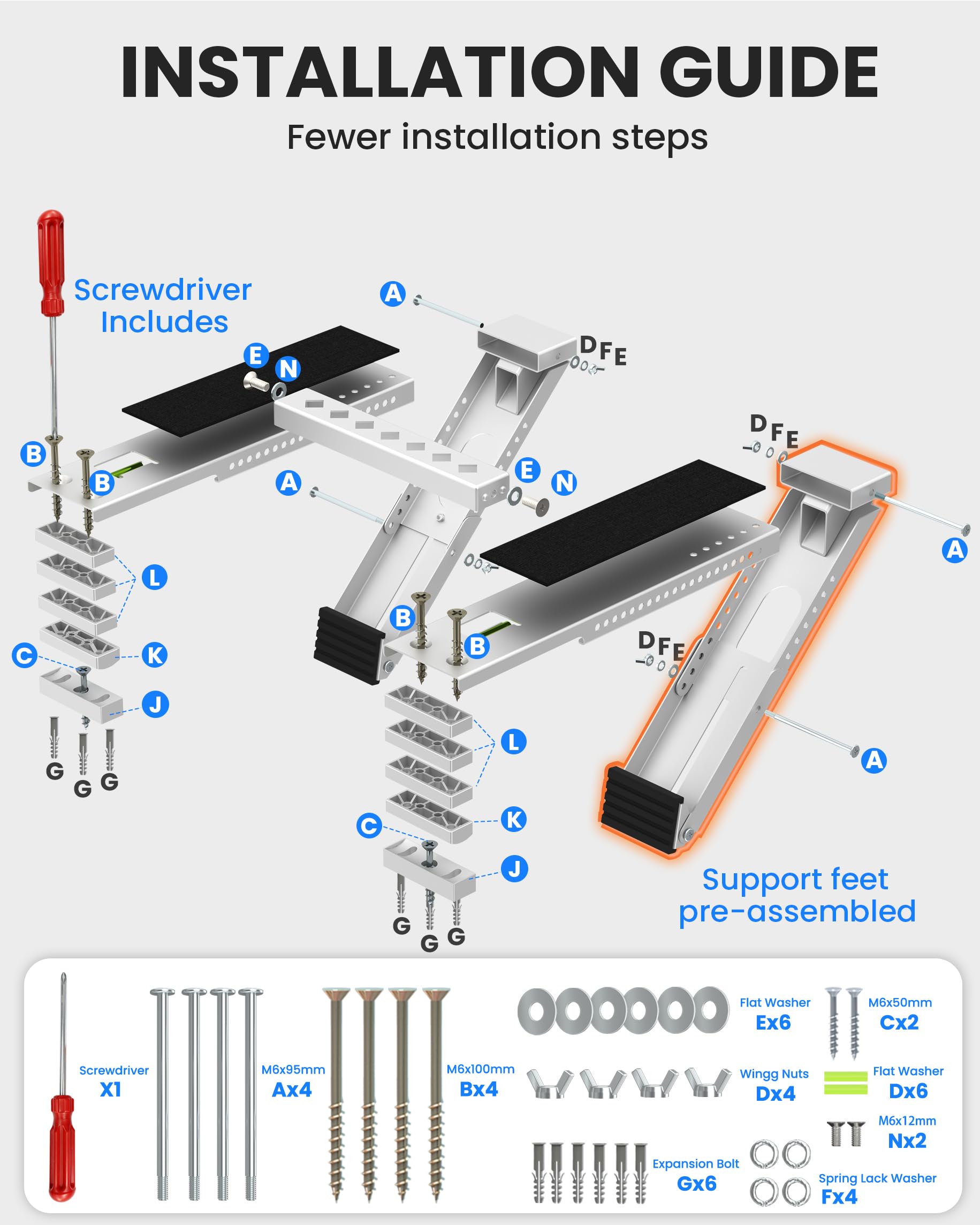 Toutgood steel bracket galvanised and powder-coated for rust resistance