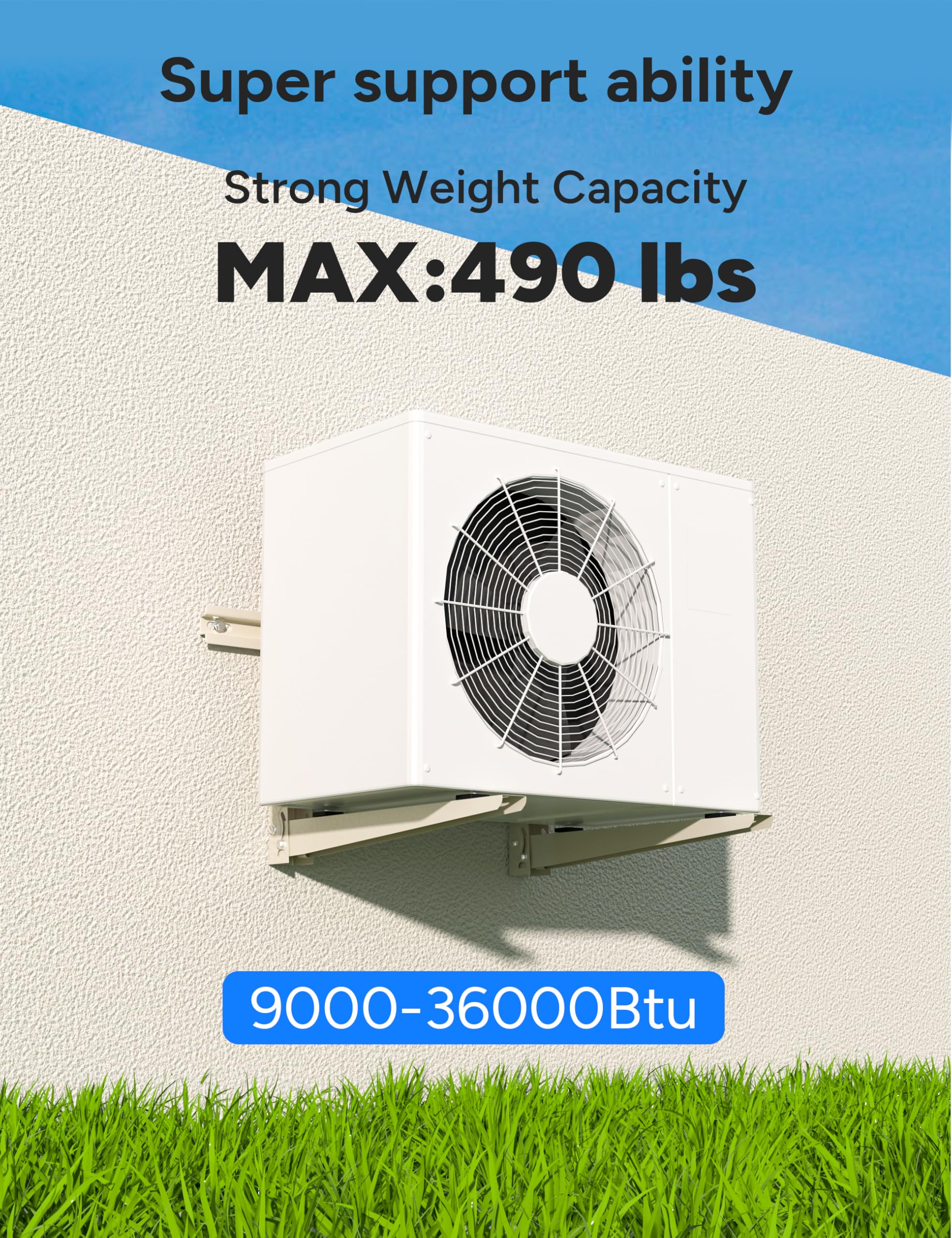 Toutgood elevated mounting keeps condensers away from debris and dampness.