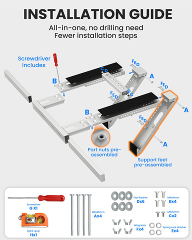 Toutgood Window AC Bracket adjustable-width arms span 31.5 to 41.7 inches.