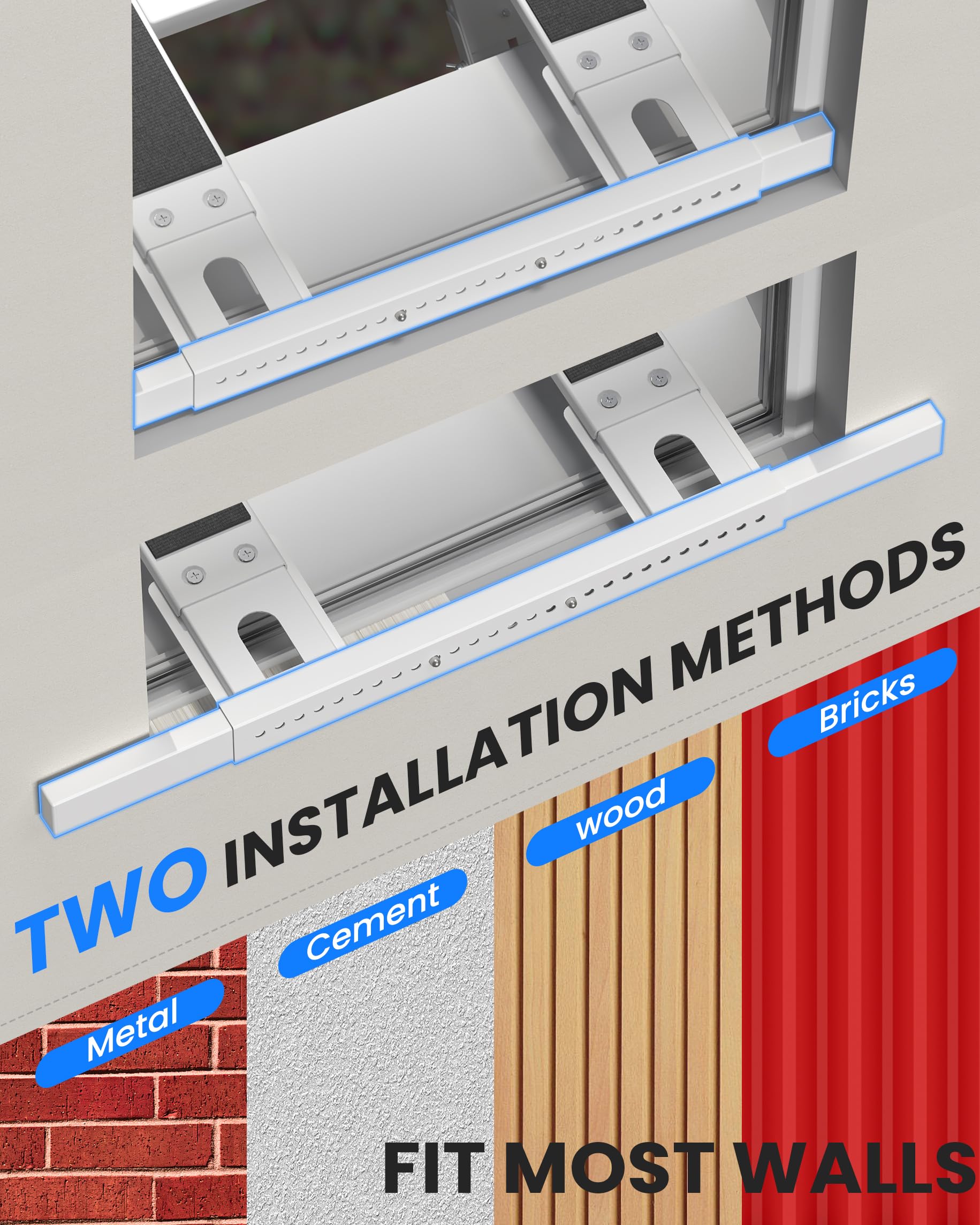 Toutgood Window AC Bracket anti-slip pads keep units secure.