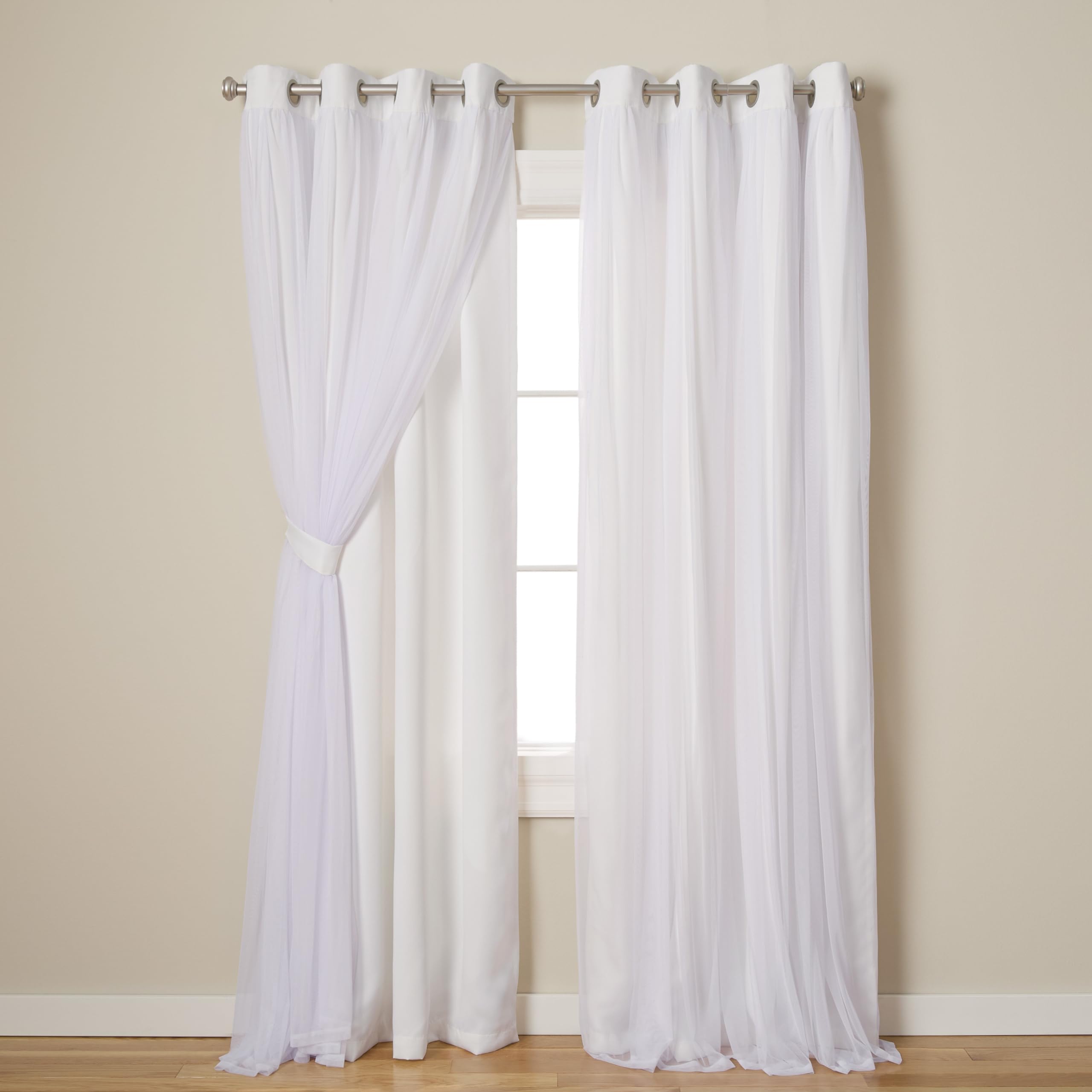 Town & Country Luxe Talia double-layer curtains 2-pack in winter white offering energy-efficient light control.