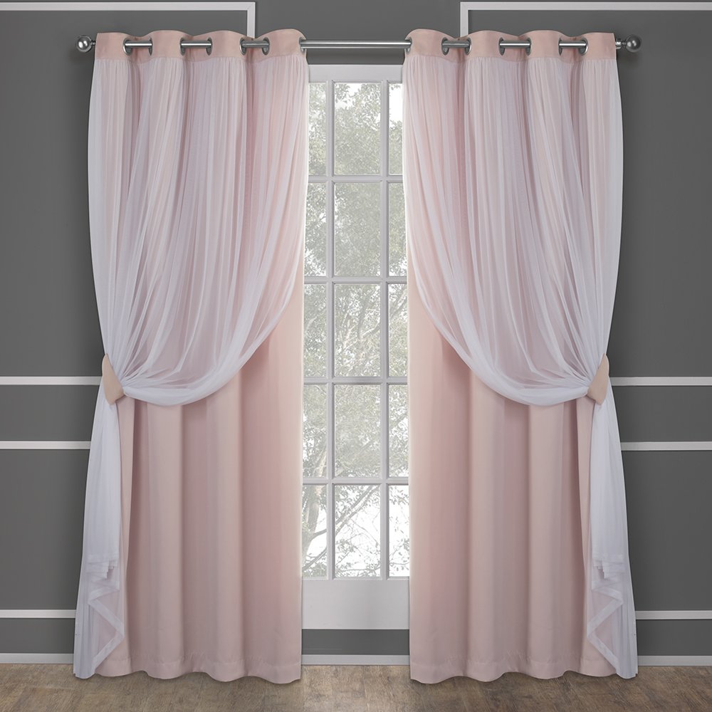 Town & Country Luxe Talia double-layer curtains in rose blush, 52x96, offering versatile light control