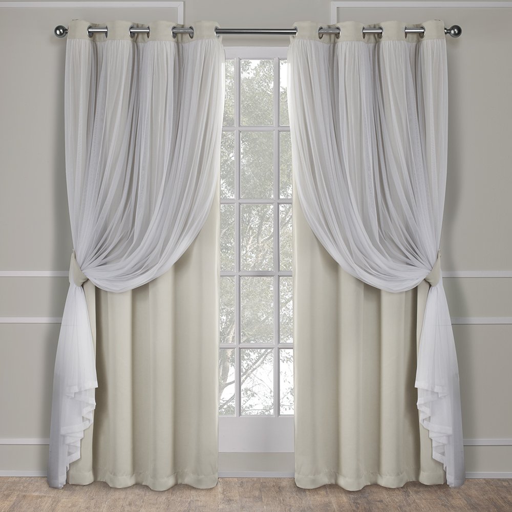 TOWN & COUNTRY LUXE Talia double-layer curtains in sand offer versatile light control.