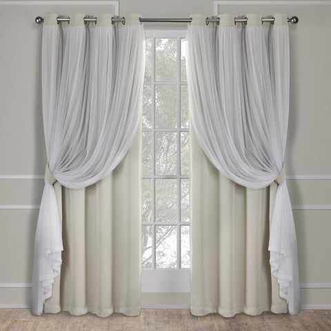 TOWN & COUNTRY LUXE Talia double-layer curtains in sand offer versatile light control.