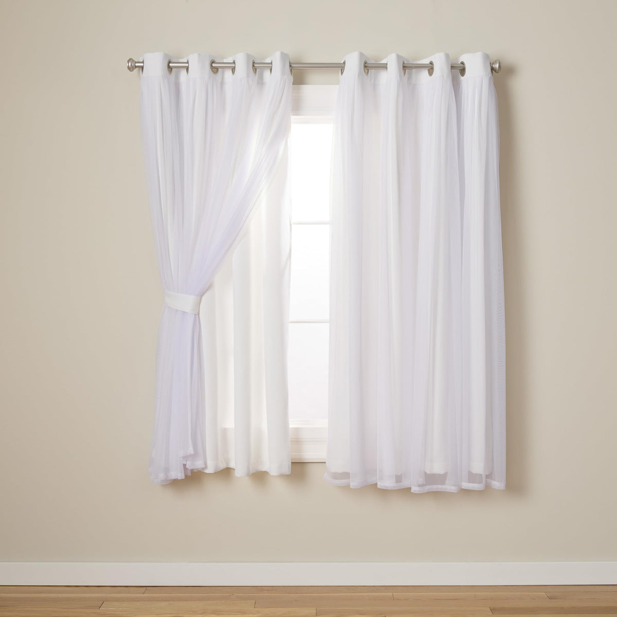Town and Country Luxe Talia double-layer curtains with sheer panel brighten rooms while maintaining privacy.