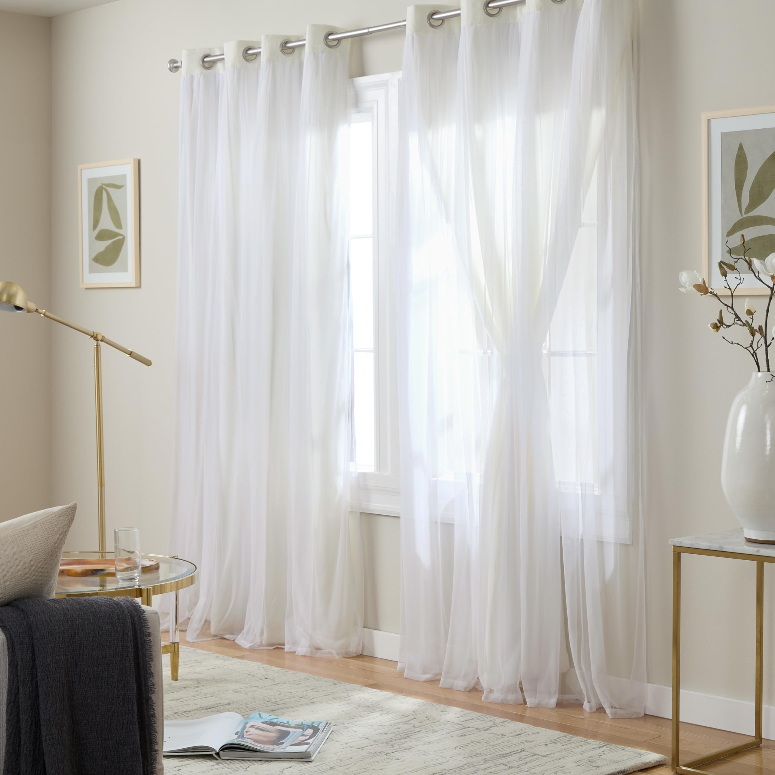 Town and Country Luxe Talia grommet-top detail enhances easy, clean window dressing.