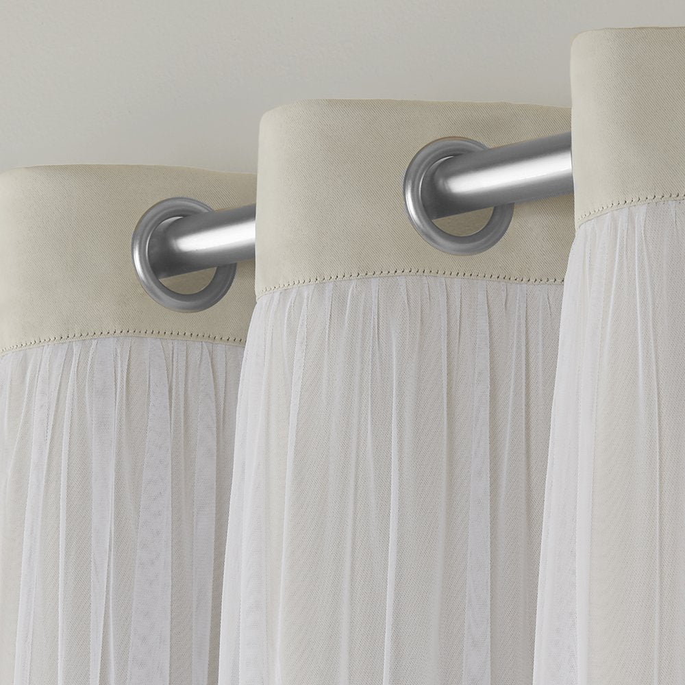 TOWN & COUNTRY LUXE Talia two-pack curtains in sand complement neutral decor schemes.