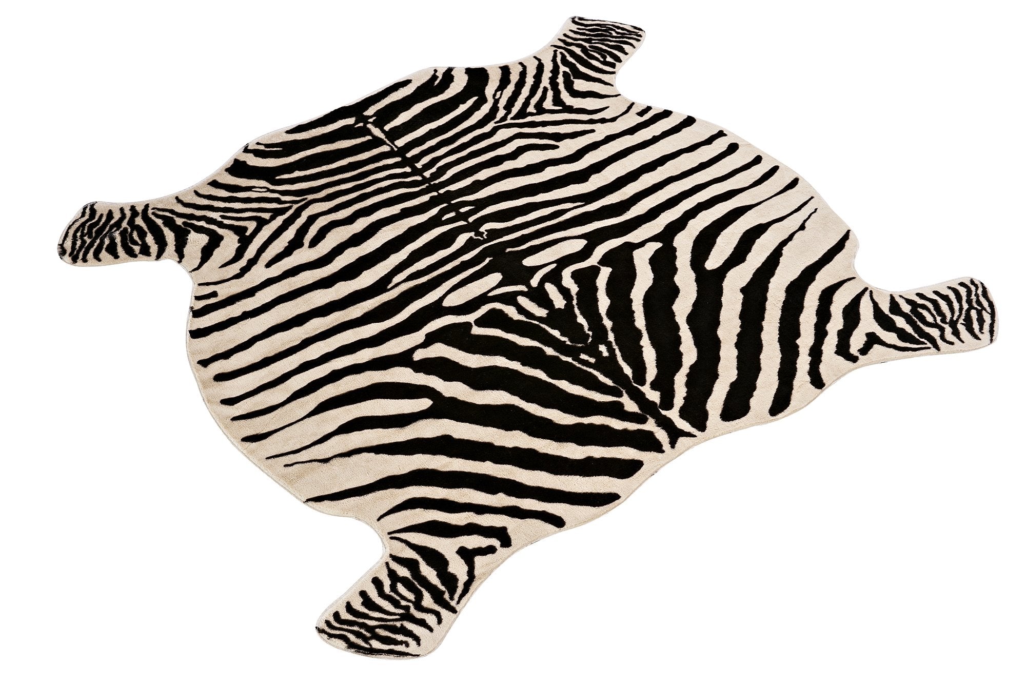 Townssilk faux zebra area rug enhances living room style with a bold, adaptable print