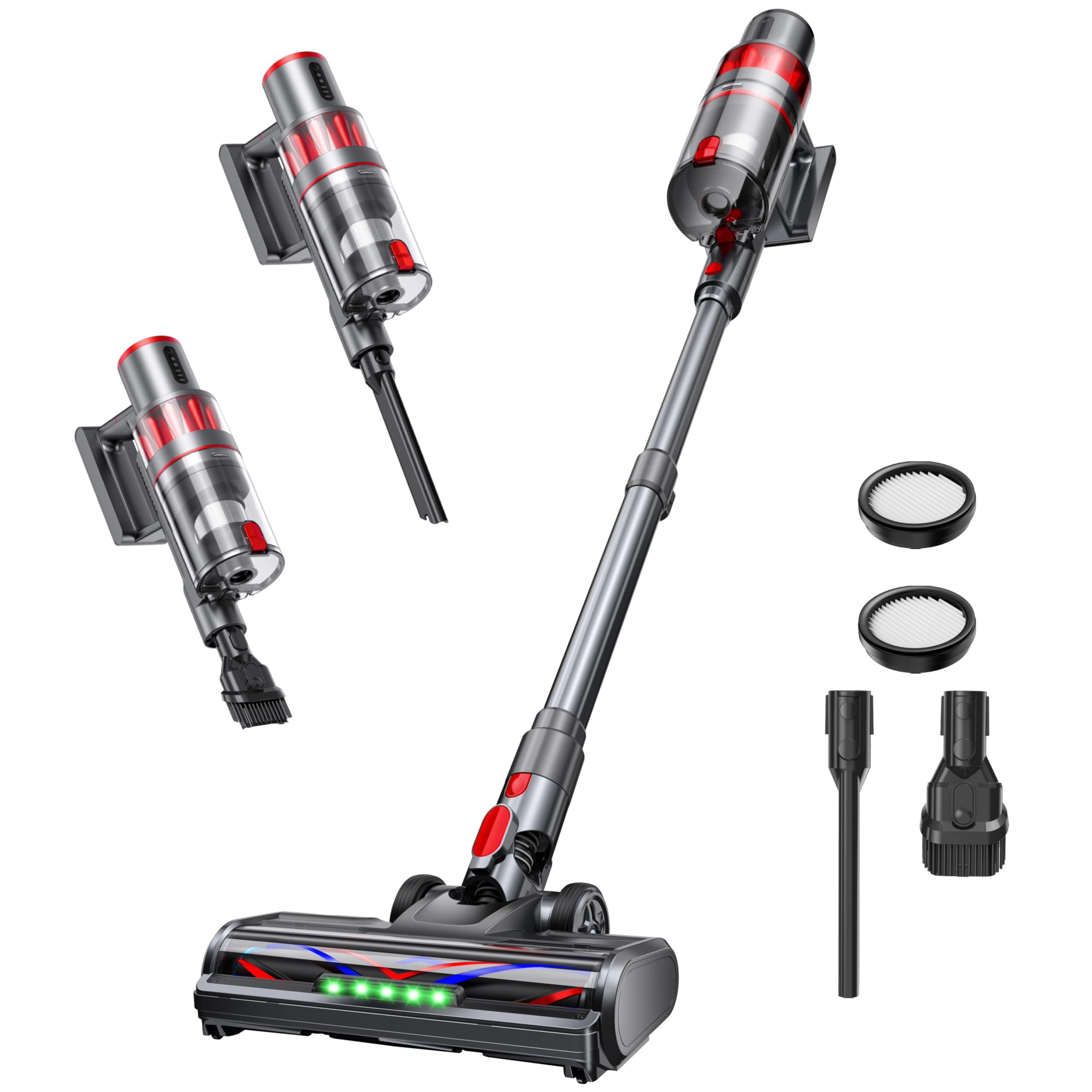 ToyMade cordless vacuum 600W suction head removes pet hair efficiently on floors