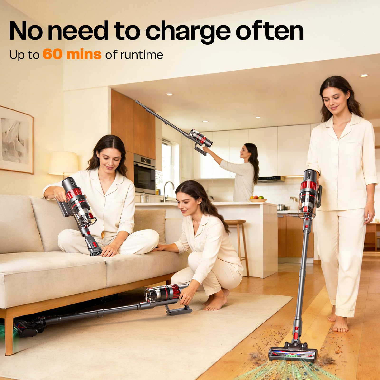 ToyMade cordless vacuum 60-minute runtime supports whole-home cleaning