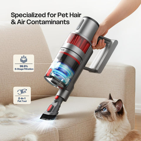 ToyMade cordless vacuum flexible head swivels to reach under furniture