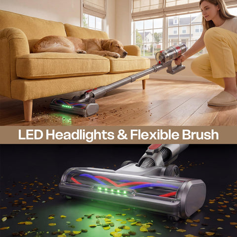ToyMade cordless vacuum V-Brush anti-tangle design prevents hair tangles