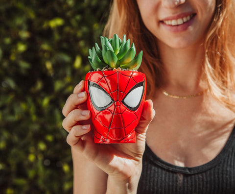 Toynk Spider-Man artificial succulent provides maintenance-free greenery for desks.