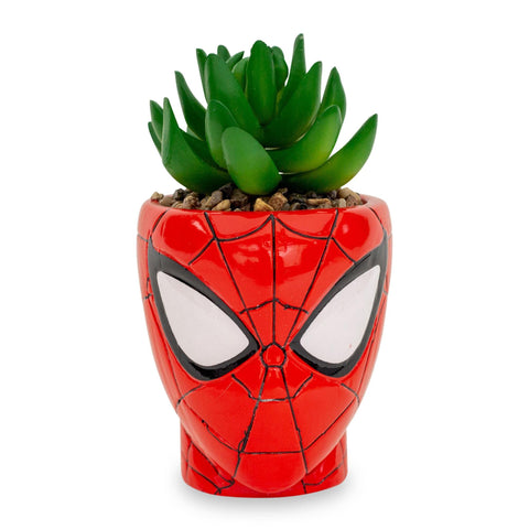 Toynk Spider-Man ceramic mini planter, 3-inch size, ideal for shelves and desks.