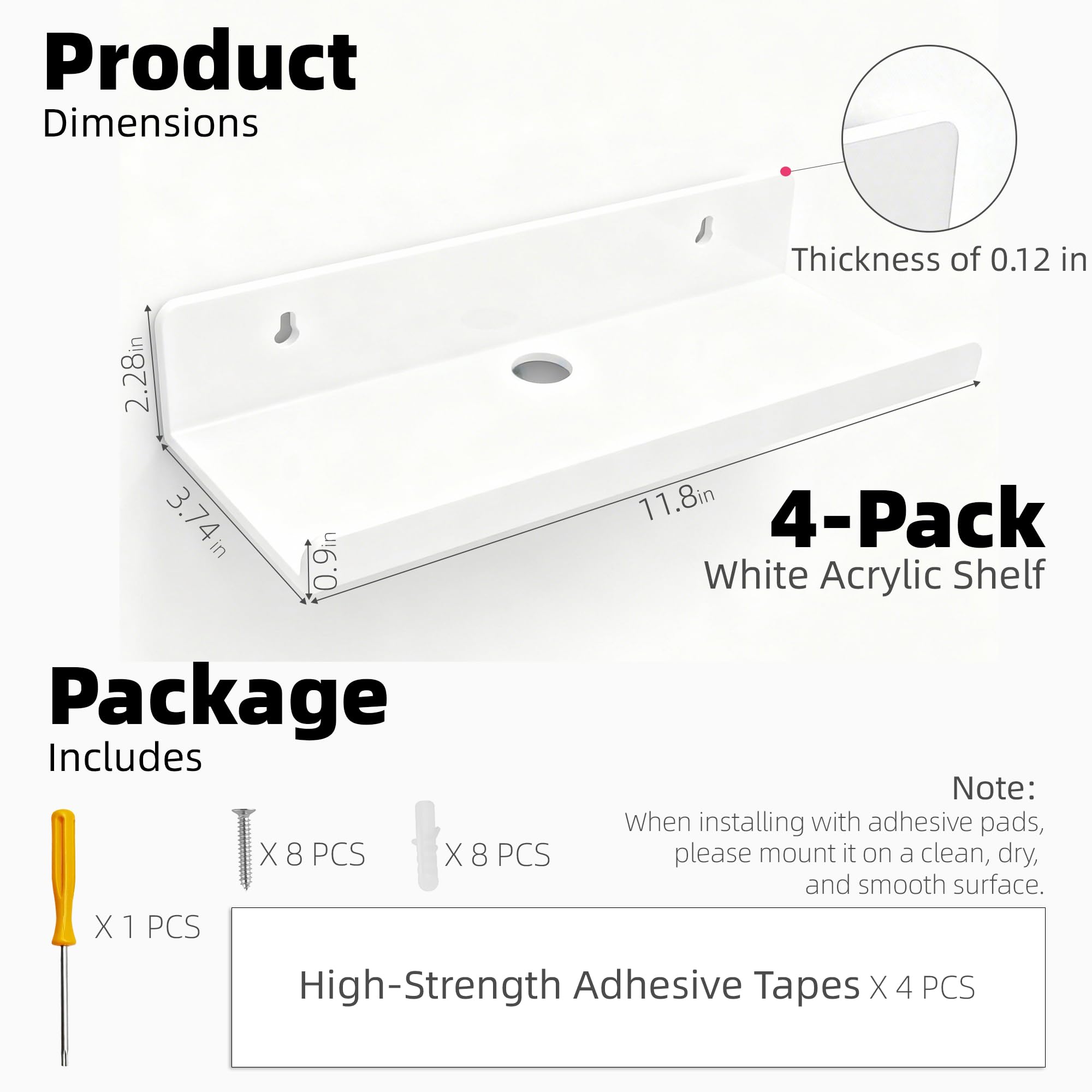 TQZDBXK acrylic floating shelves white in kitchen for spices and cups