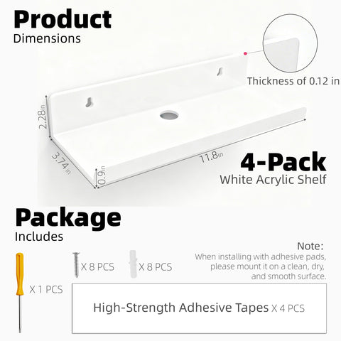 TQZDBXK acrylic floating shelves white in kitchen for spices and cups