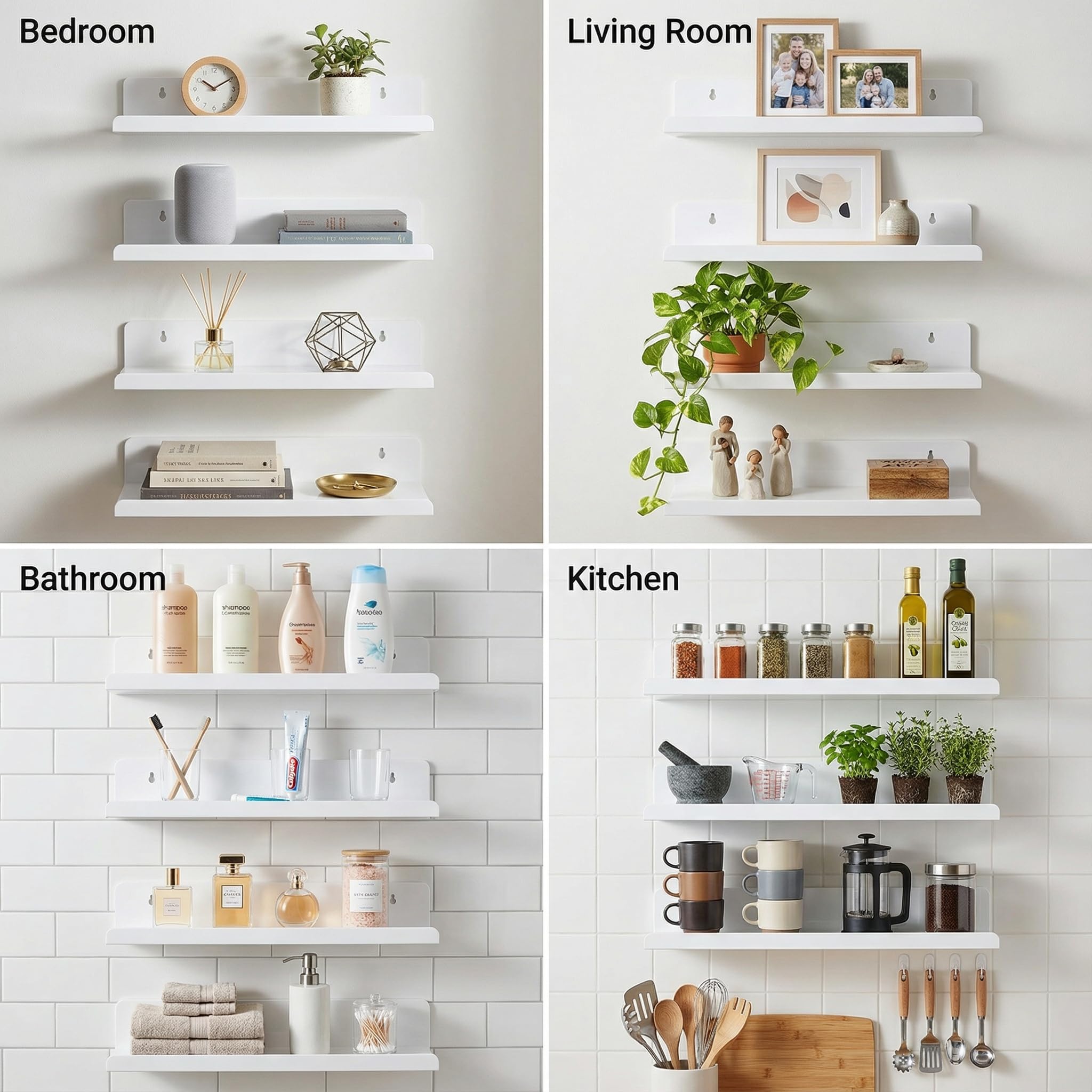 TQZDBXK acrylic floating shelves white room setup with multitier display
