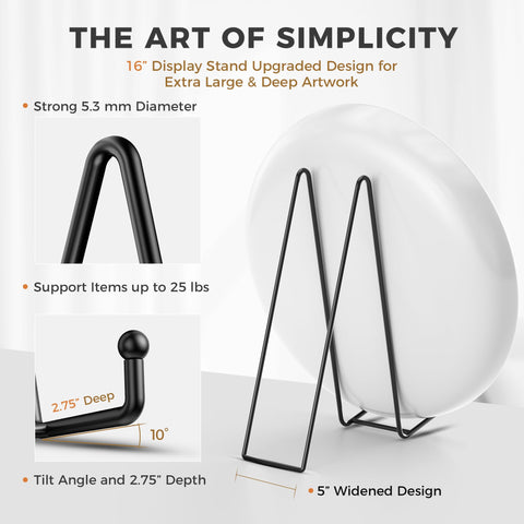 TR-LIFE heavy-duty black easel supports heavy frames without tipping.