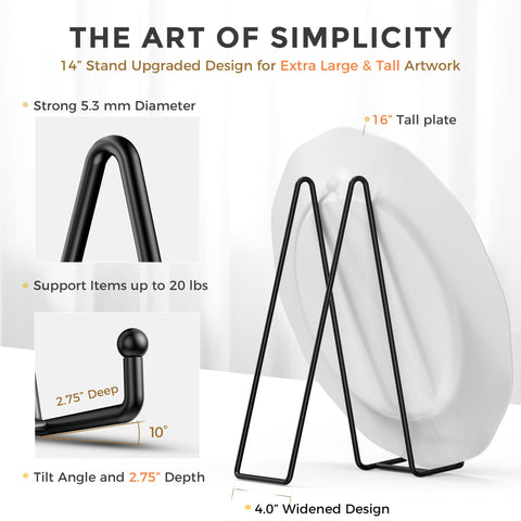TR-LIFE heavy-duty plate easel in matte black stabilizes heavy dinnerware