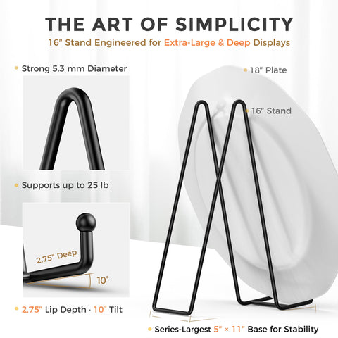 TR-LIFE heavy-duty plate stand side view shows sturdy metal construction.