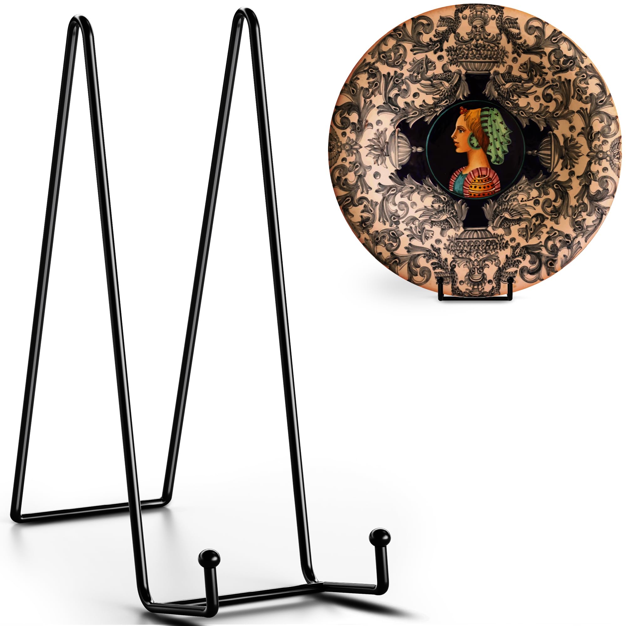 TR-LIFE 16-Inch plate stand securely holds large plates on a stable tabletop.