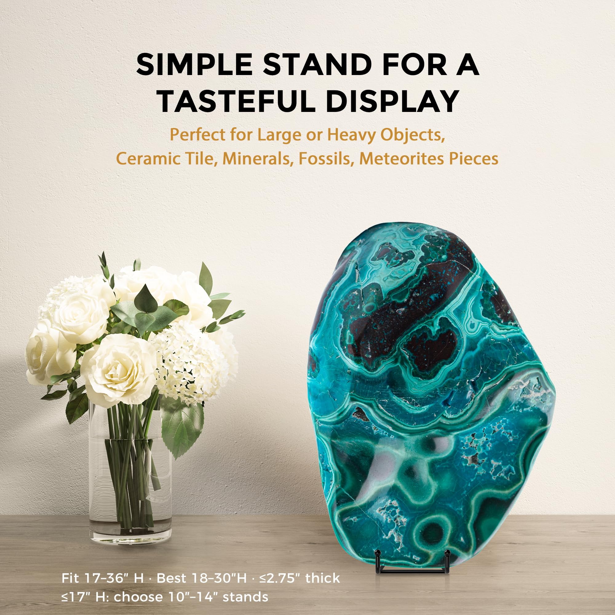 TR-LIFE table-top stand safely supports tiles, frames, and decor.